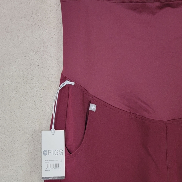 Figs Burgundy Zamora Maternity Jogger Scrub Pants Sz M NEW - Picture 7 of 14